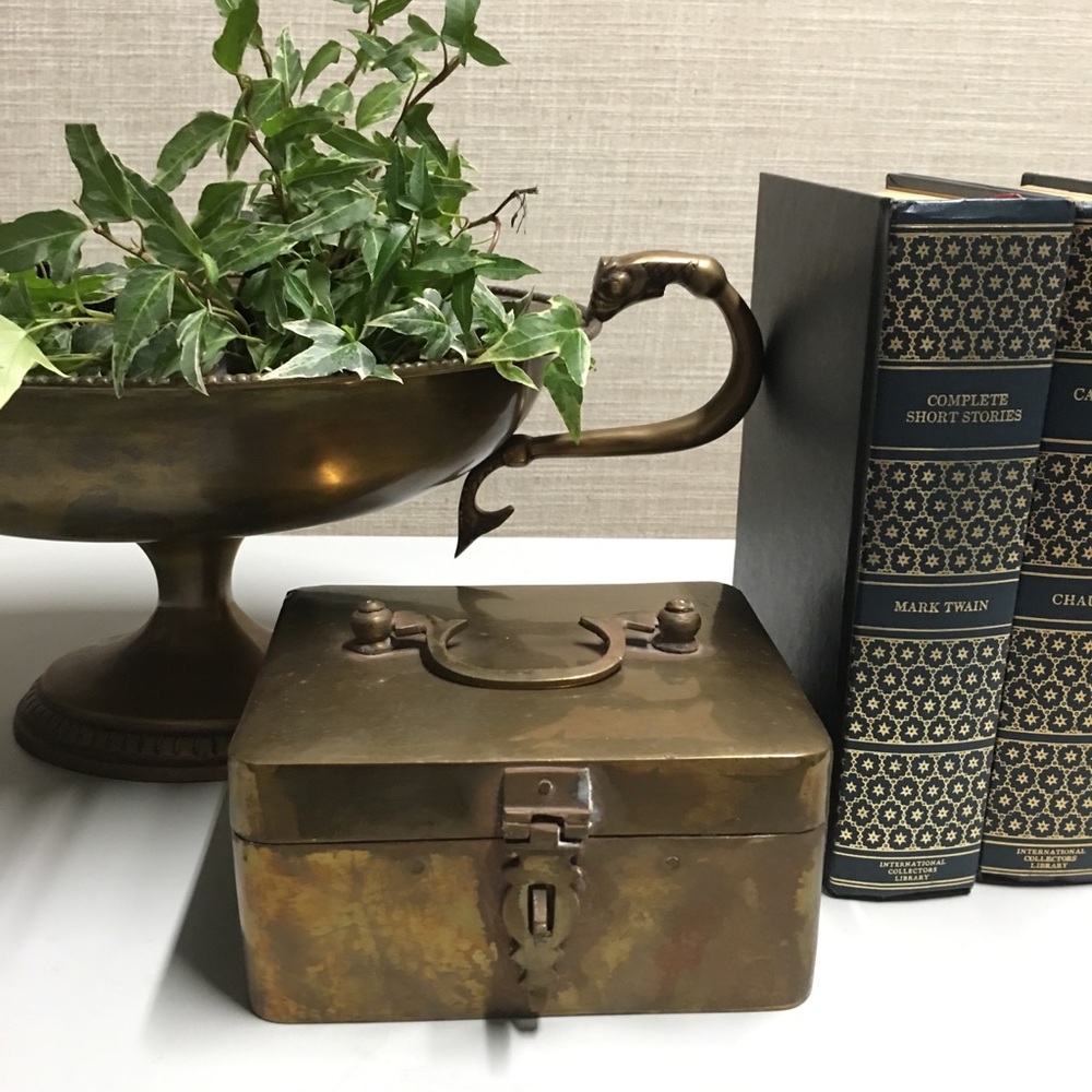 Brass Hollywood Regency Serpent Handle Compote